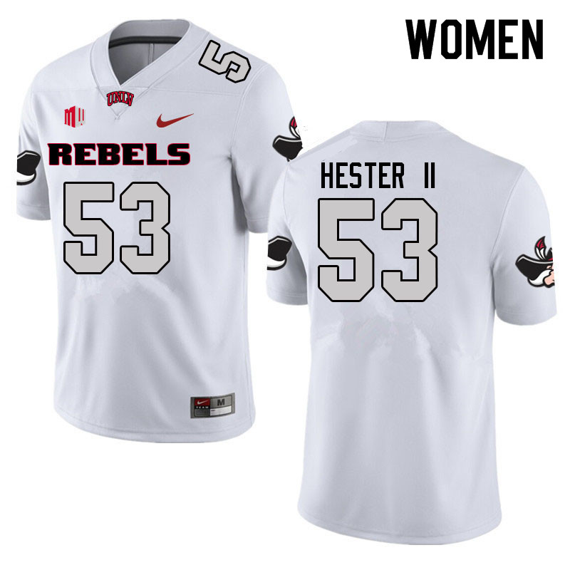 Women #53 Farrell Hester II UNLV Rebels College Football Jerseys Sale-White - Click Image to Close